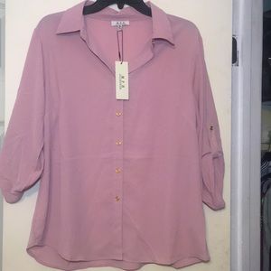 Blush pink three-quarter sleeve blouse